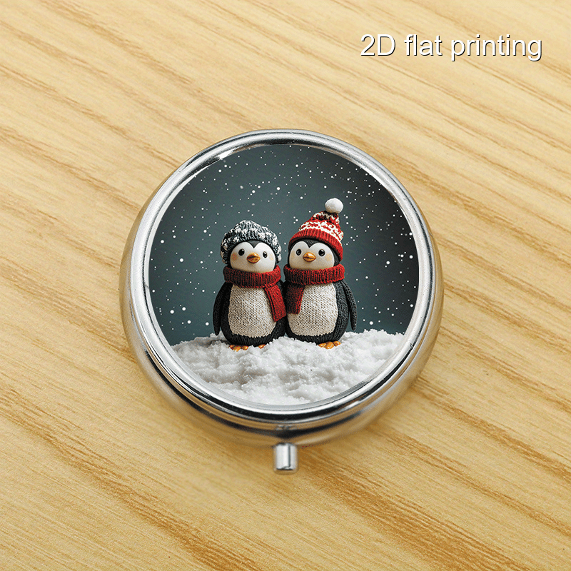 겨울 펭귄 7가지 패턴 원형 박스, 종합 금속 박스,  - Travel Accessories As Gifts 리뷰 및 가격