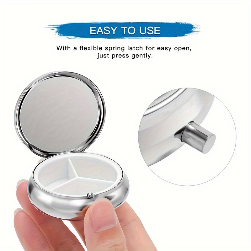 평평하고 휴대 가능한 둥근 금속 알약 케이스로, 빈티지 - Travel Accessories As Gifts 리뷰 및 가격