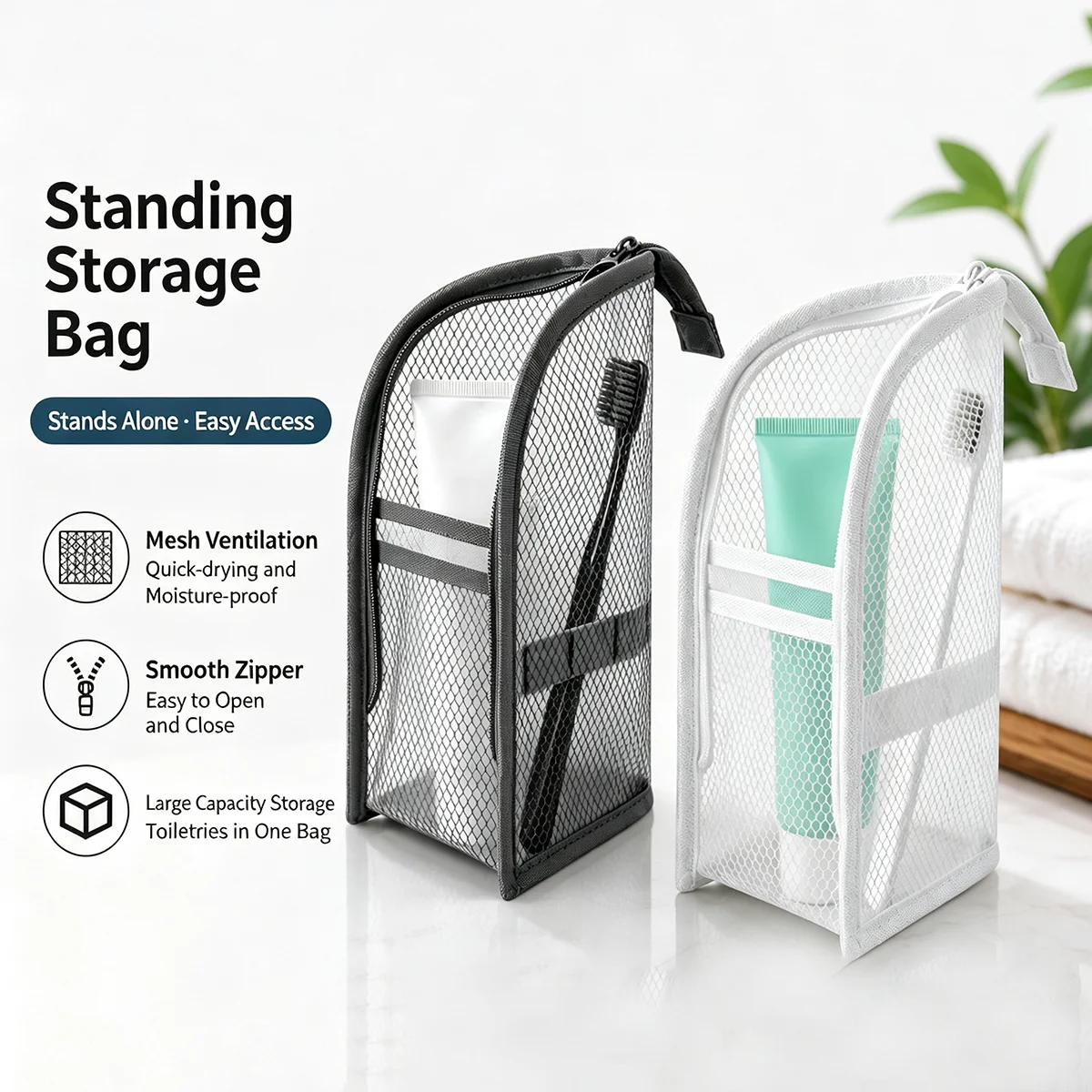 여행용 스탠딩 메쉬 세면도구 가방 - 통기성, 속건성, - Travel Accessories Organizer Bag 리뷰 및 가격