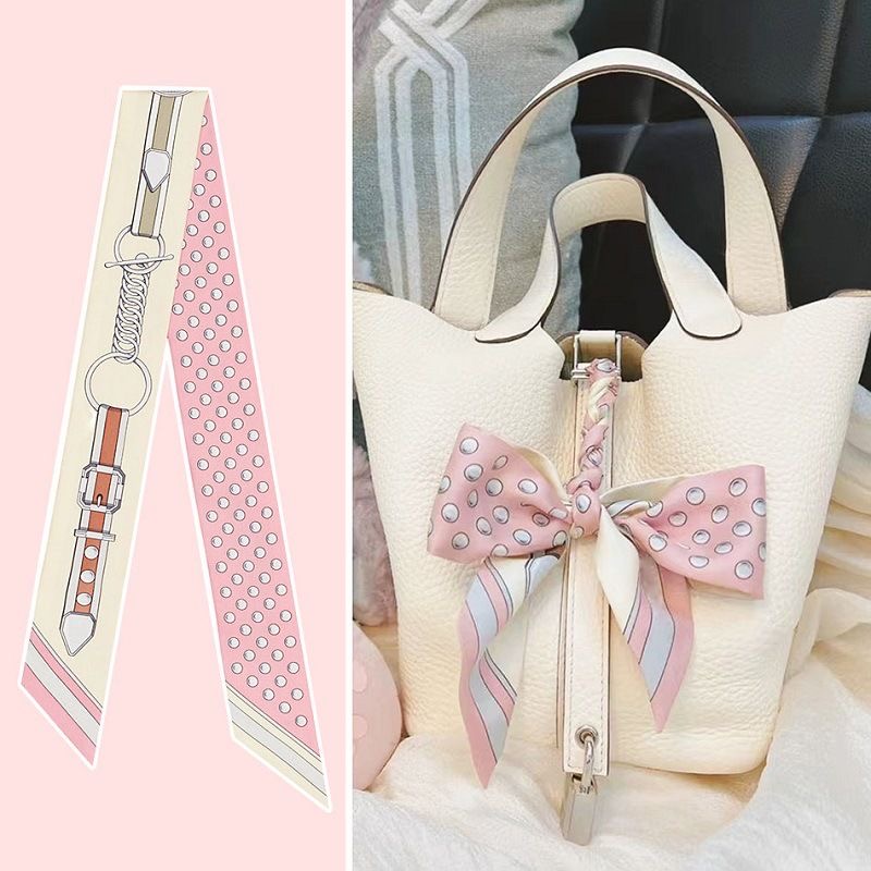 여성 여름 핑크 폴카 도트 스카프 가방 리본 장식 핸들 - Travel Accessories Aesthetic 리뷰 및 가격
