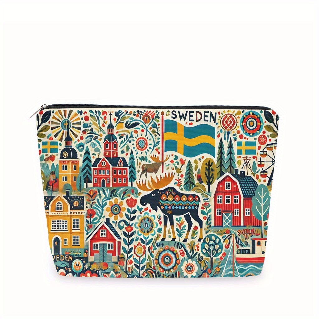 스웨덴 테마의 메이크업 백 - 여성용 다기능 지퍼 파우 - Travel Accessories Jewelry 리뷰 및 가격