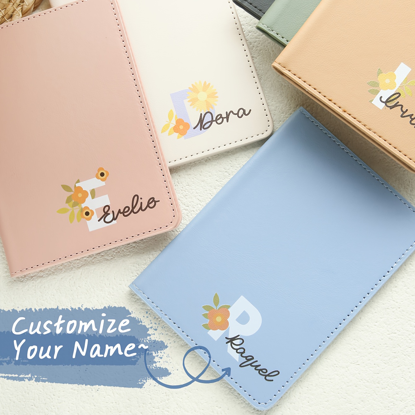 꽃무늬 이니셜이 새겨진 맞춤형 여권 커버 1개. 독특한 - Travel Accessories As Gifts 리뷰 및 가격