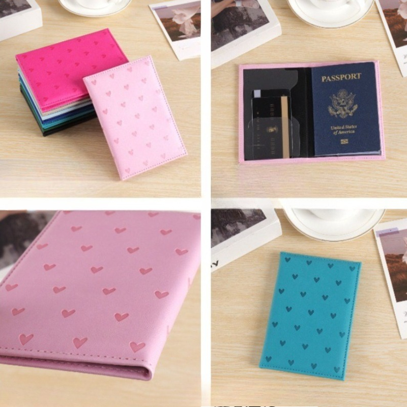 귀여운 하트 프린트 여권 커버 여성용 여행 지갑 PU  - Travel Accessories Wallet 리뷰 및 가격