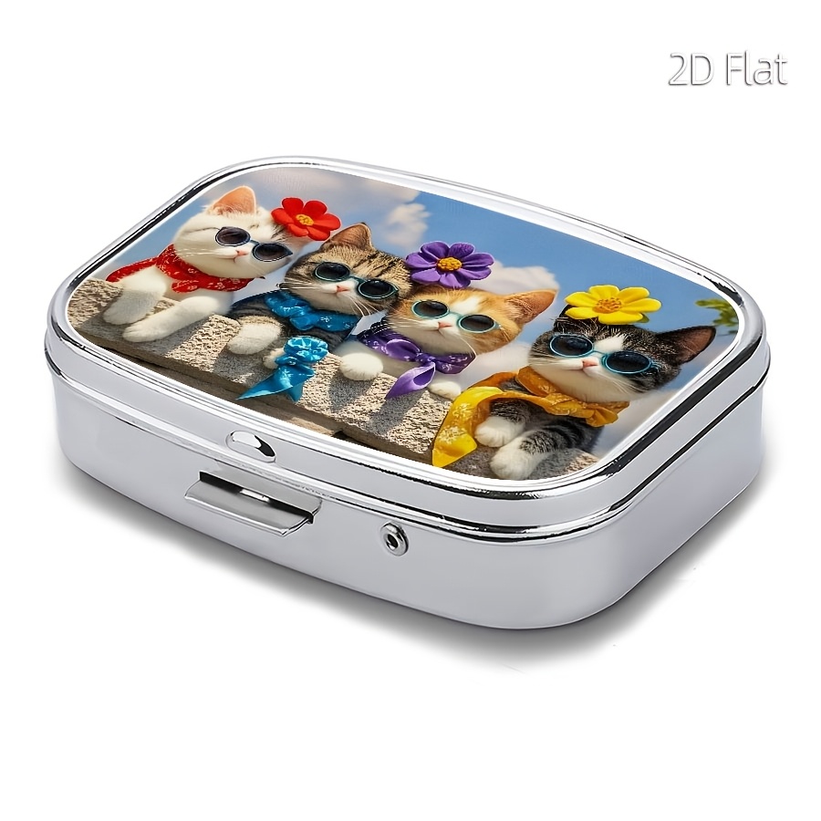 플랫 디자인, 귀여운 고양이 무늬 알약통 1개, 약 보 - Travel Accessories As Gifts 리뷰 및 가격